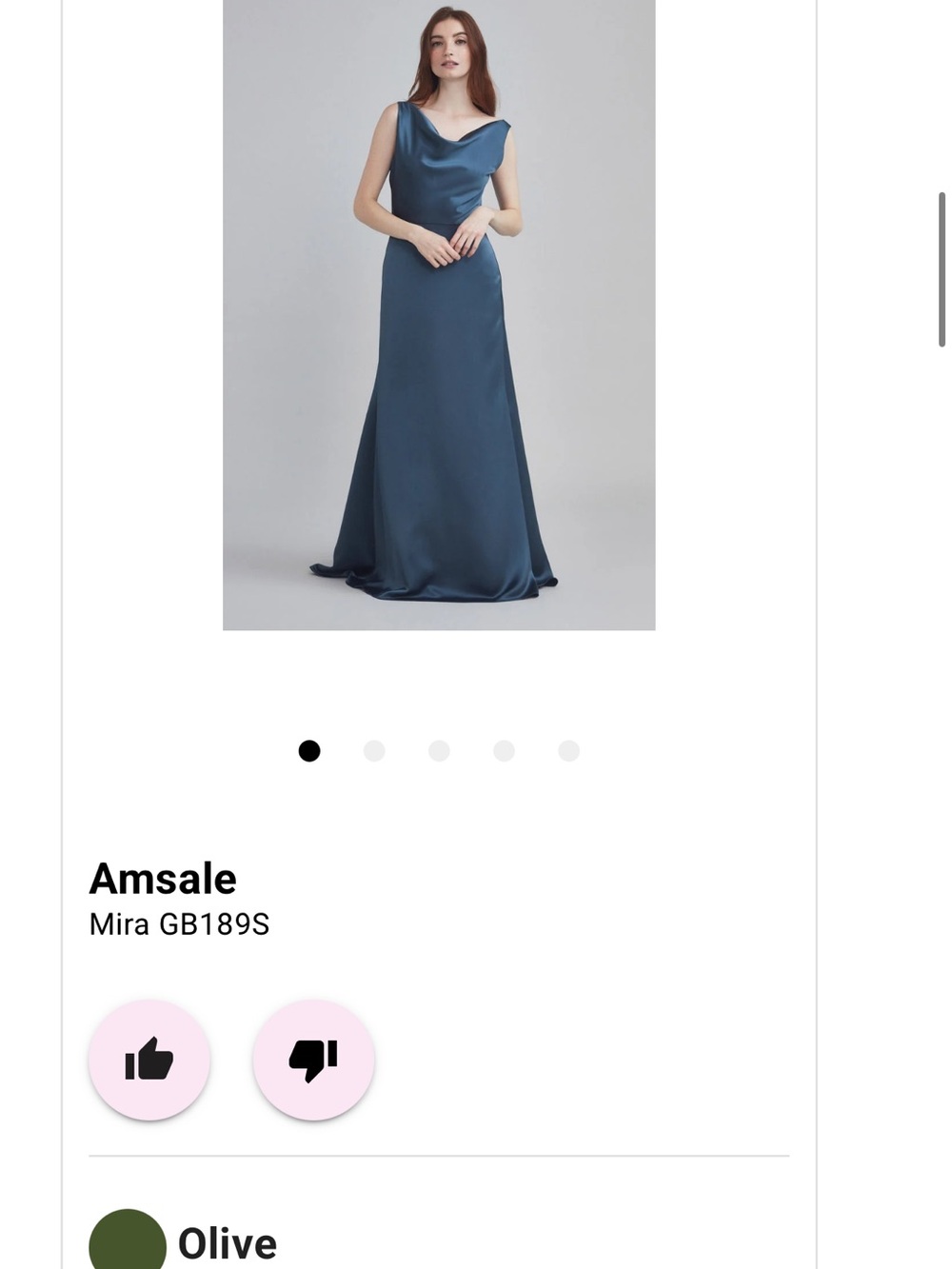 Amsale Satin Cowl-Neck Maxi Gown in Teal Blue